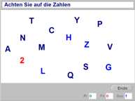 Aufgabenbild Neglect Buchstaben (links)